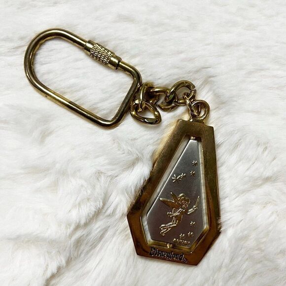 🔮 5/$25‎ Disney Gold Silver Metal Disneyland Tinker Bell Castle Spin Keychain - Picture 3 of 6